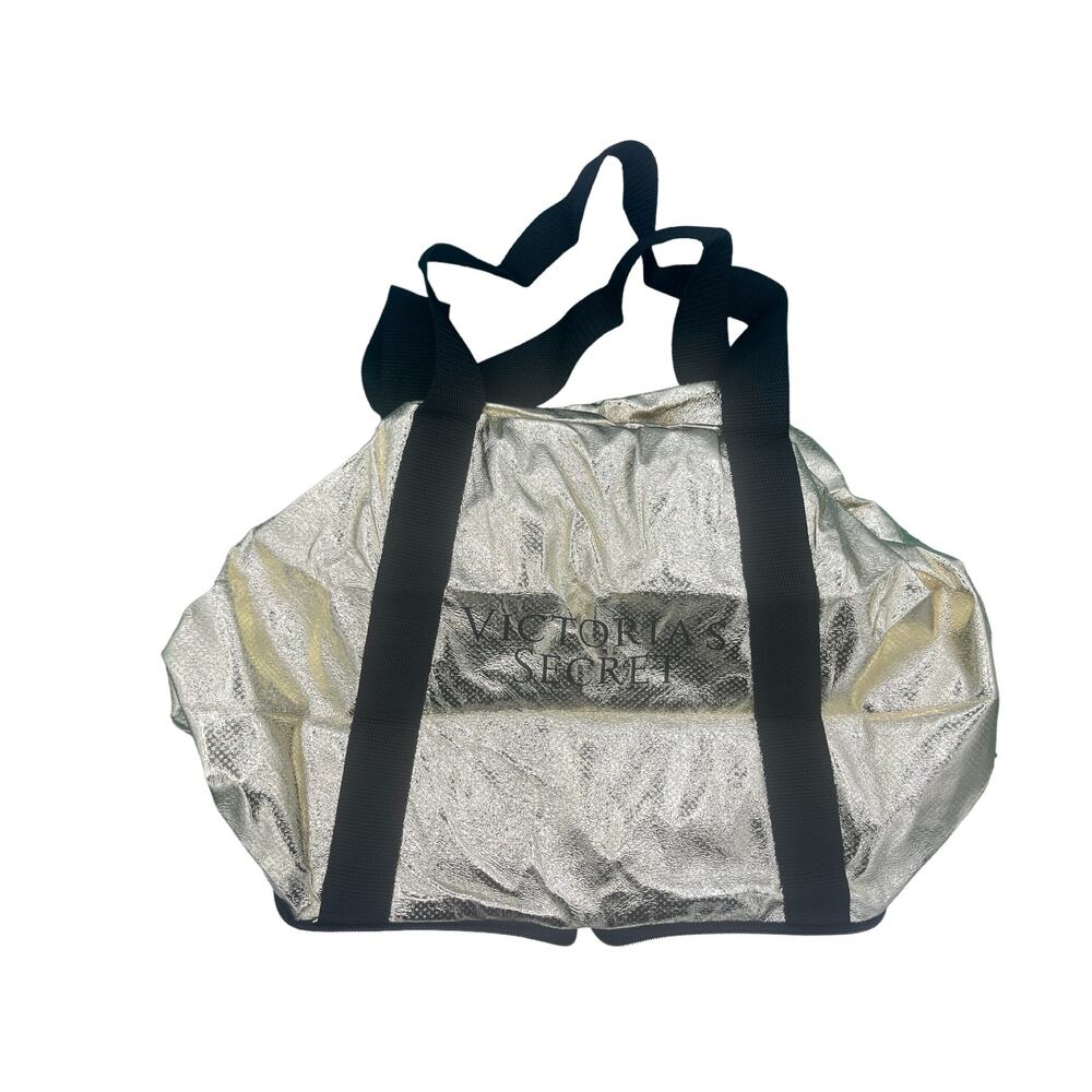 Victorias Secret Womens Packable Tote Bag Gold Dual Handle Foldable Zip O/S